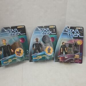 Lot Of 3 Star Trek DS9 Warp Factor Figures Cap Benjamin Sisko, Chief O'Brien